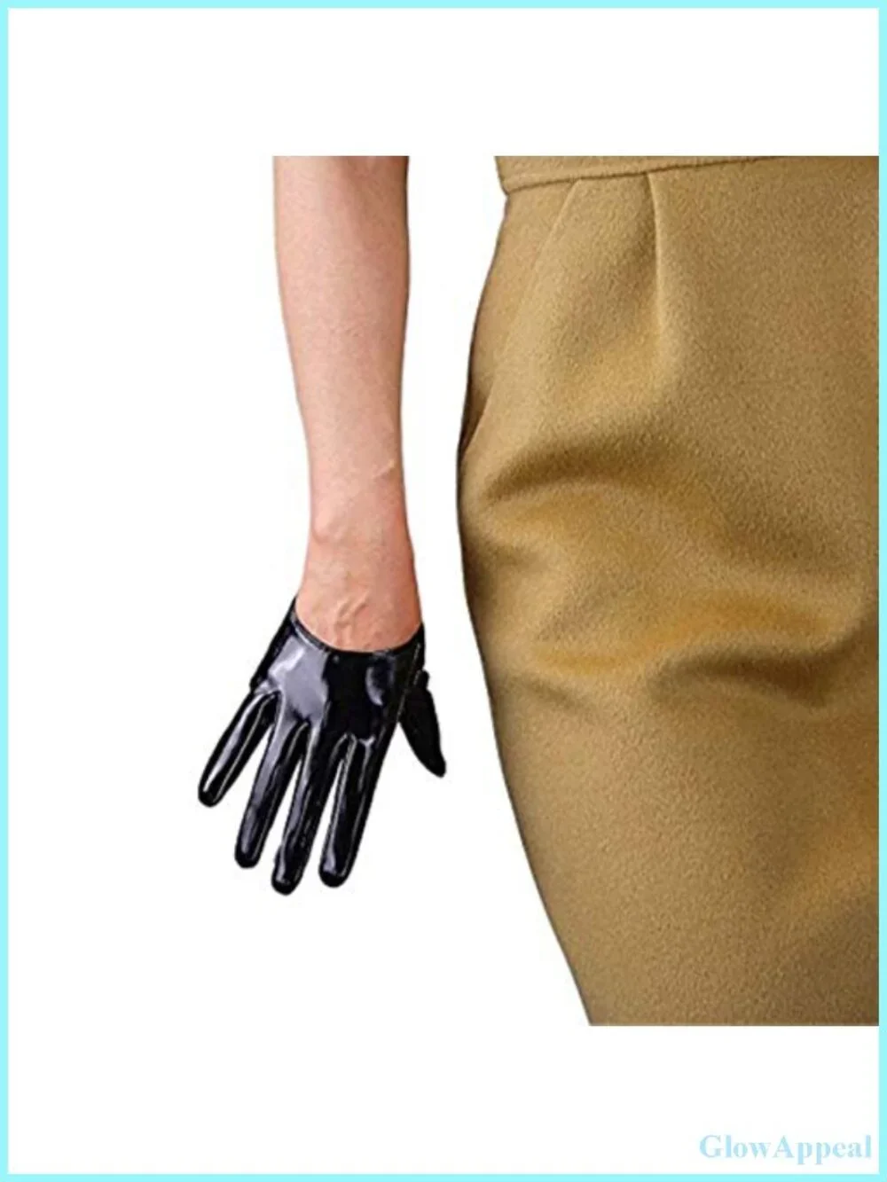 Women's Faux PU Leather Half Palm Gloves 13cm 5